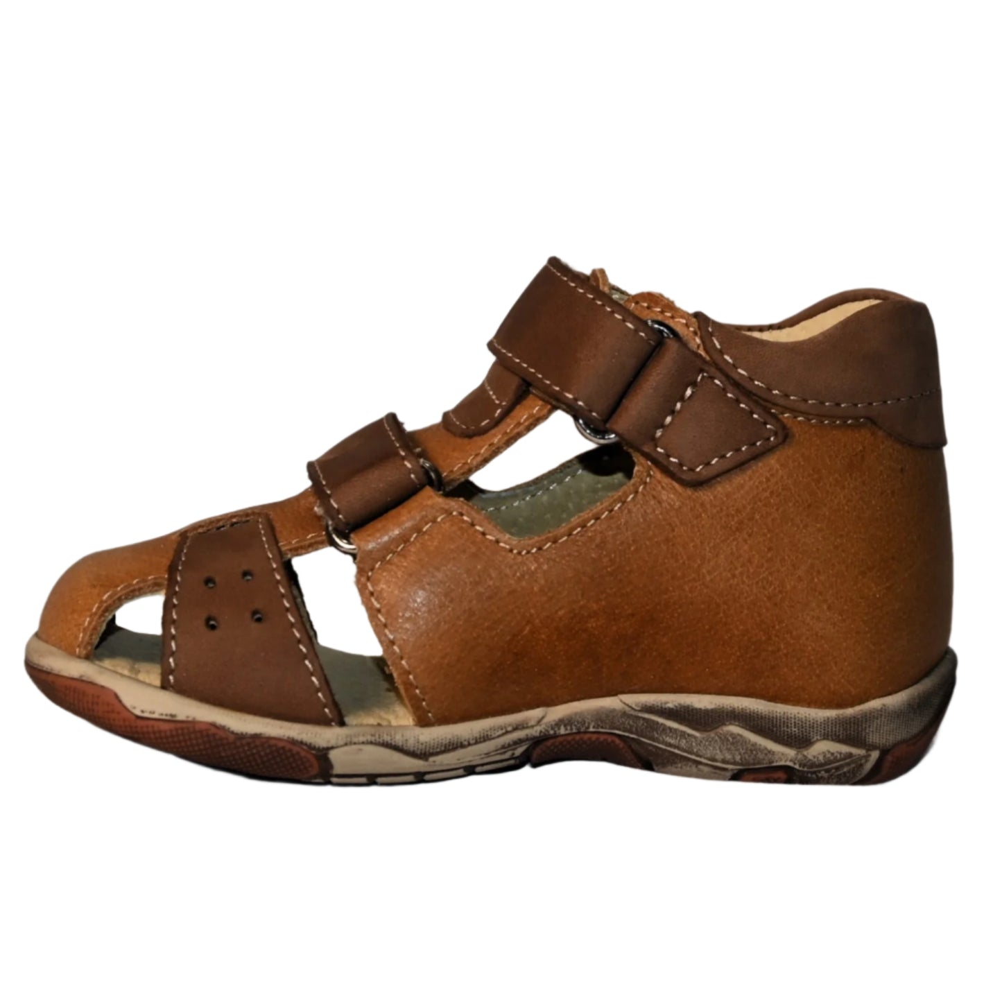 Szamos Kids Boys' Genuine Leather Closed-Toe Sandals – Dark Brown with Ergonomic Sole and Easy Hook-and-Loop Closure