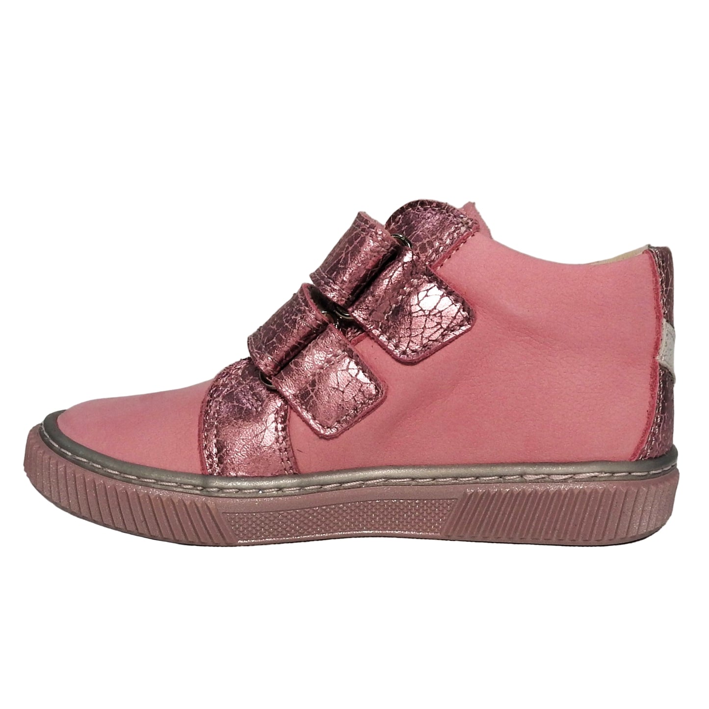 Szamos Kids Girls’ Genuine Leather Shoes – Ergonomic Supportive Sole, Stable Heel, Flexible Forefoot, Adjustable Hook & Loop Straps, Embroidered – Pink/Silver with Owl & Floral Design