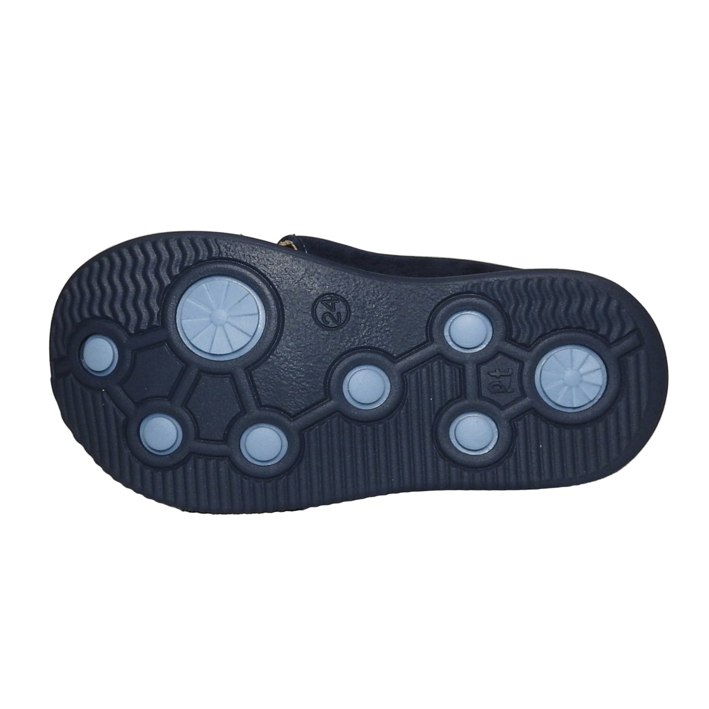 Szamos Kids Boys' Closed-Toe Sandals – Genuine Leather, Ergonomic Sole, Adjustable Hook & Loop Straps, Navy/Light Blue with Puppy Design