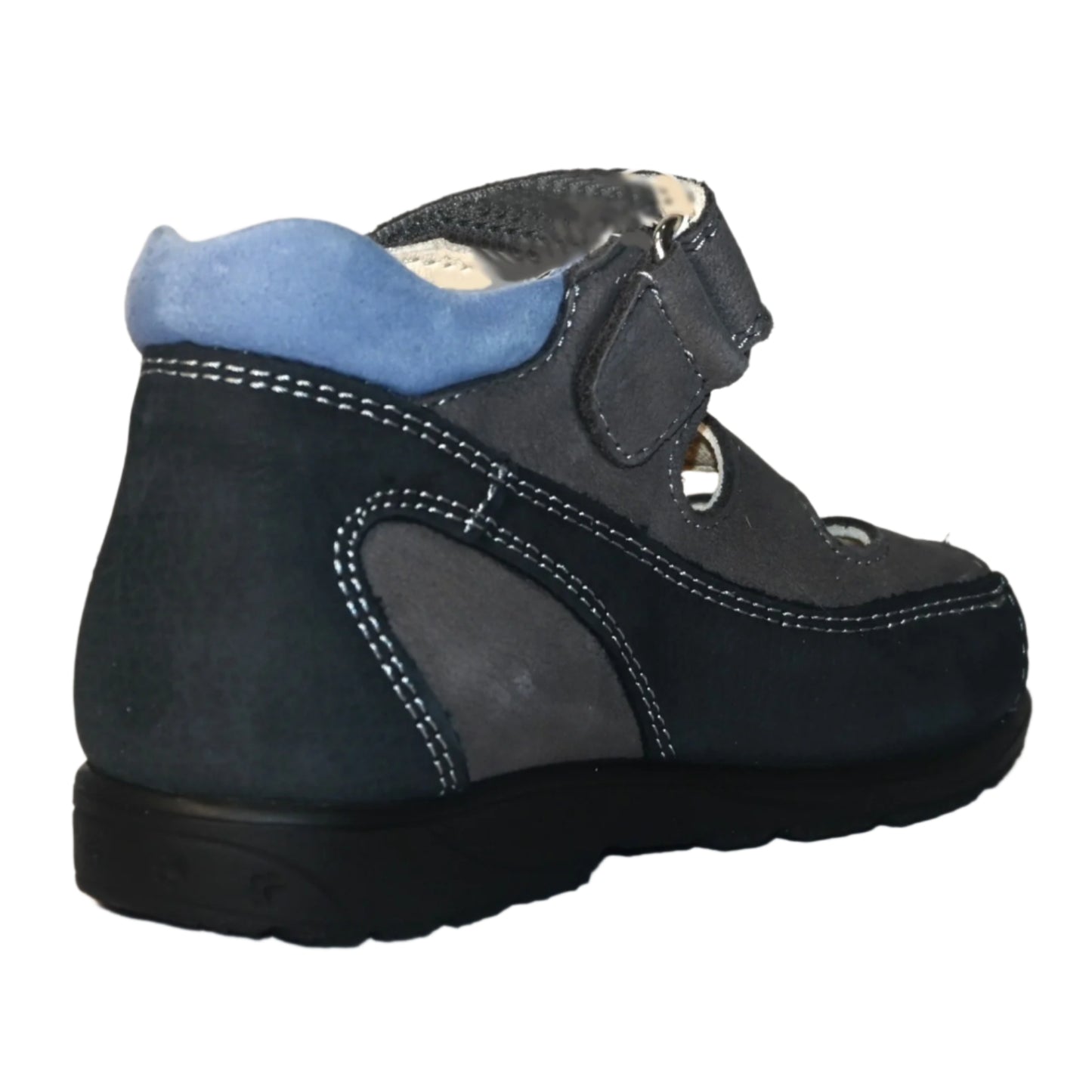 Szamos Kids Boys’ Genuine Leather Orthopedic Corrective Sandals – Arch Support Shoes, Ankle Support, for Flat Feet & Overpronation with Adjustable Hook & Loop Straps, Navy/Light Blue/Gray with Red Racing Car Design