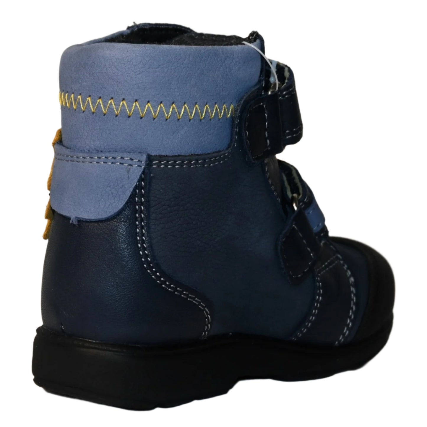 Szamos Kids Boys’ Genuine Leather Orthopedic Boots – Arch Support Shoes with Corrective Support for Flat Feet & Overpronation, Stable Ankle Support, Faux Fur Lining, Adjustable Straps, Navy Blue with Lion Designs