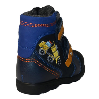 Szamos boys orthopedic (supinated) boots with yellow dump truck