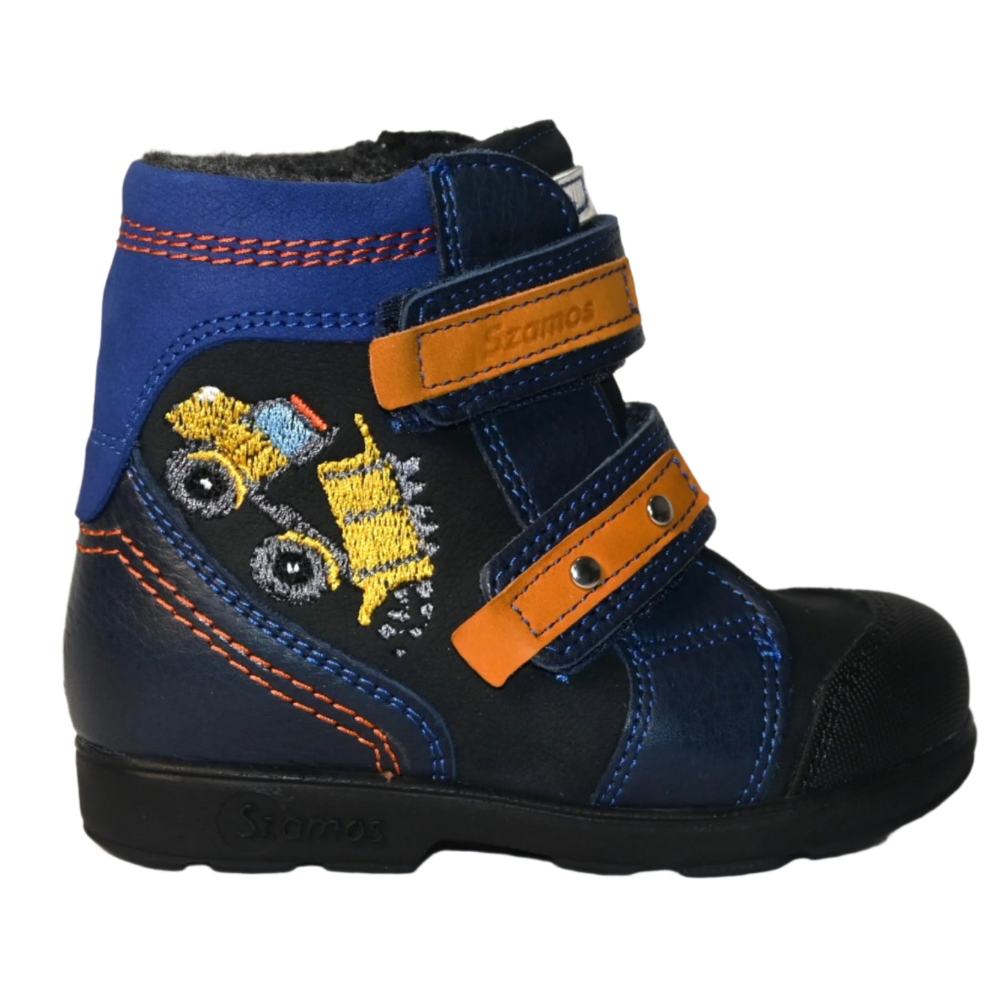 Szamos boys orthopedic (supinated) boots with yellow dump truck