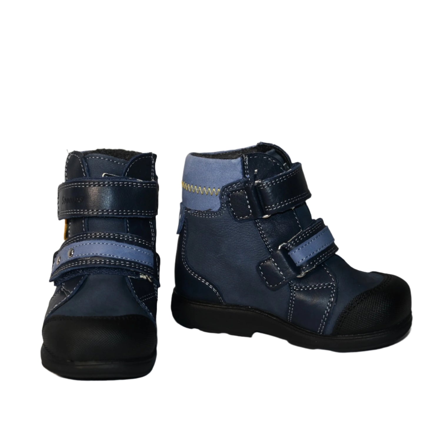Szamos Kids Boys’ Genuine Leather Orthopedic Boots – Arch Support Shoes with Corrective Support for Flat Feet & Overpronation, Stable Ankle Support, Faux Fur Lining, Adjustable Straps, Navy Blue with Lion Designs