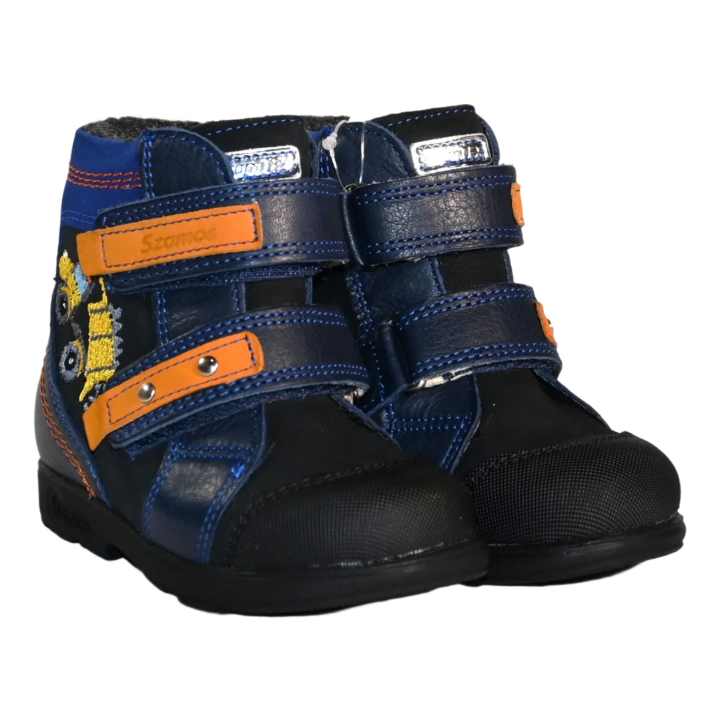 Szamos boys orthopedic (supinated) boots with yellow dump truck