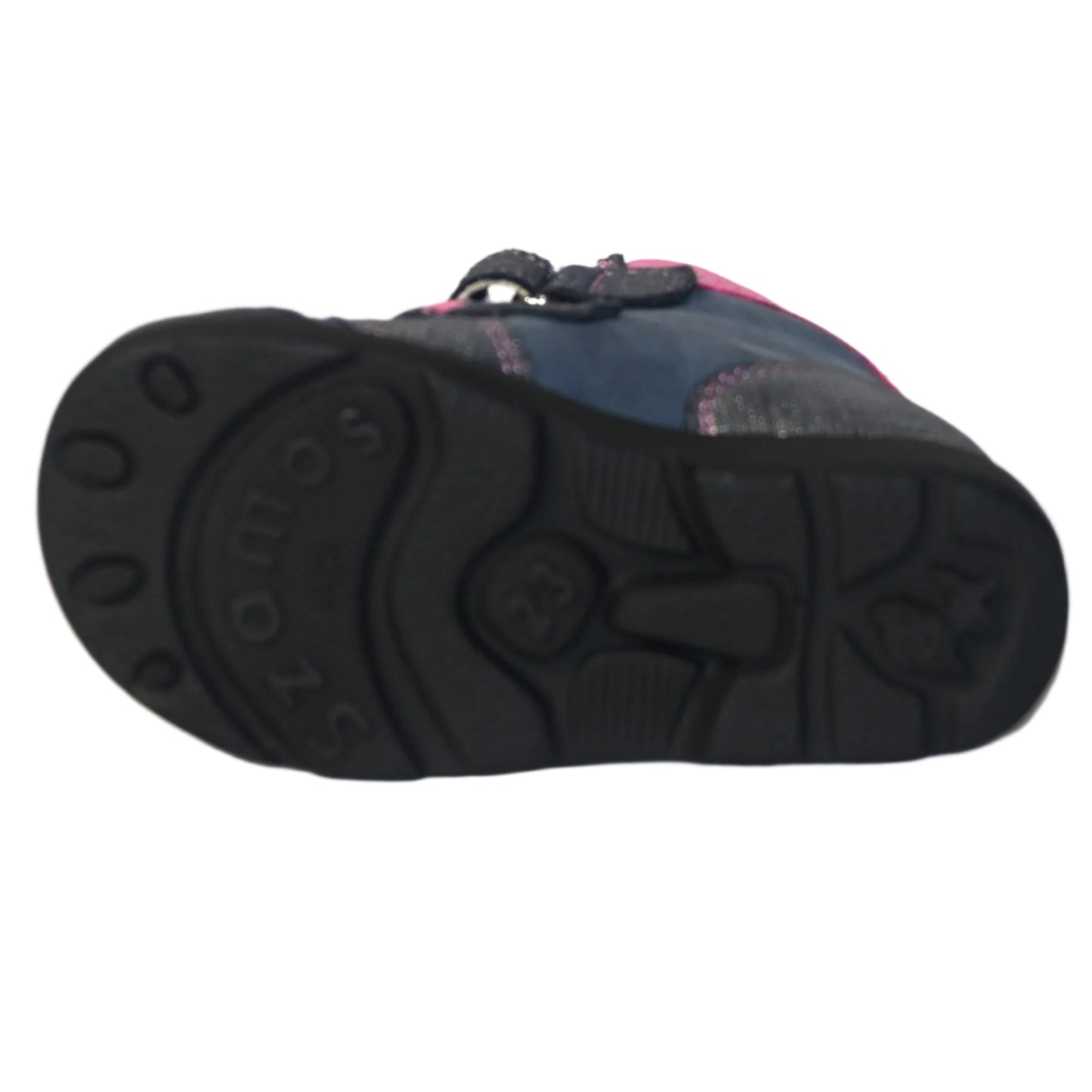 Szamos Kids Girls’ Genuine Leather Orthopedic Boots – Arch Support Shoes for Flat Feet & Overpronation, with Ankle Support, Faux Fur Lining, Adjustable Straps, Navy Blue/Pink/Gray Glitter Owl Design