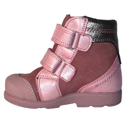 Szamos Kids Girls’ Genuine Leather Orthopedic Boots – Arch Support Shoes with Corrective Support for Flat Feet & Overpronation, Stable Ankle Support, Adjustable Straps, Pink Glitter Unicorn Design