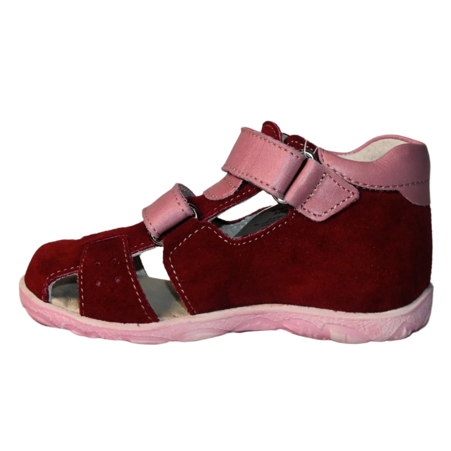 Szamos Kids Boys' Genuine Leather Closed-Toe Sandals – Burgundy and Pink with Ergonomic Supportive Sole and Easy Hook-and-Loop Closure